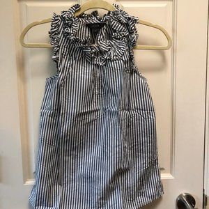 Ruffle top in striped cotton poplin